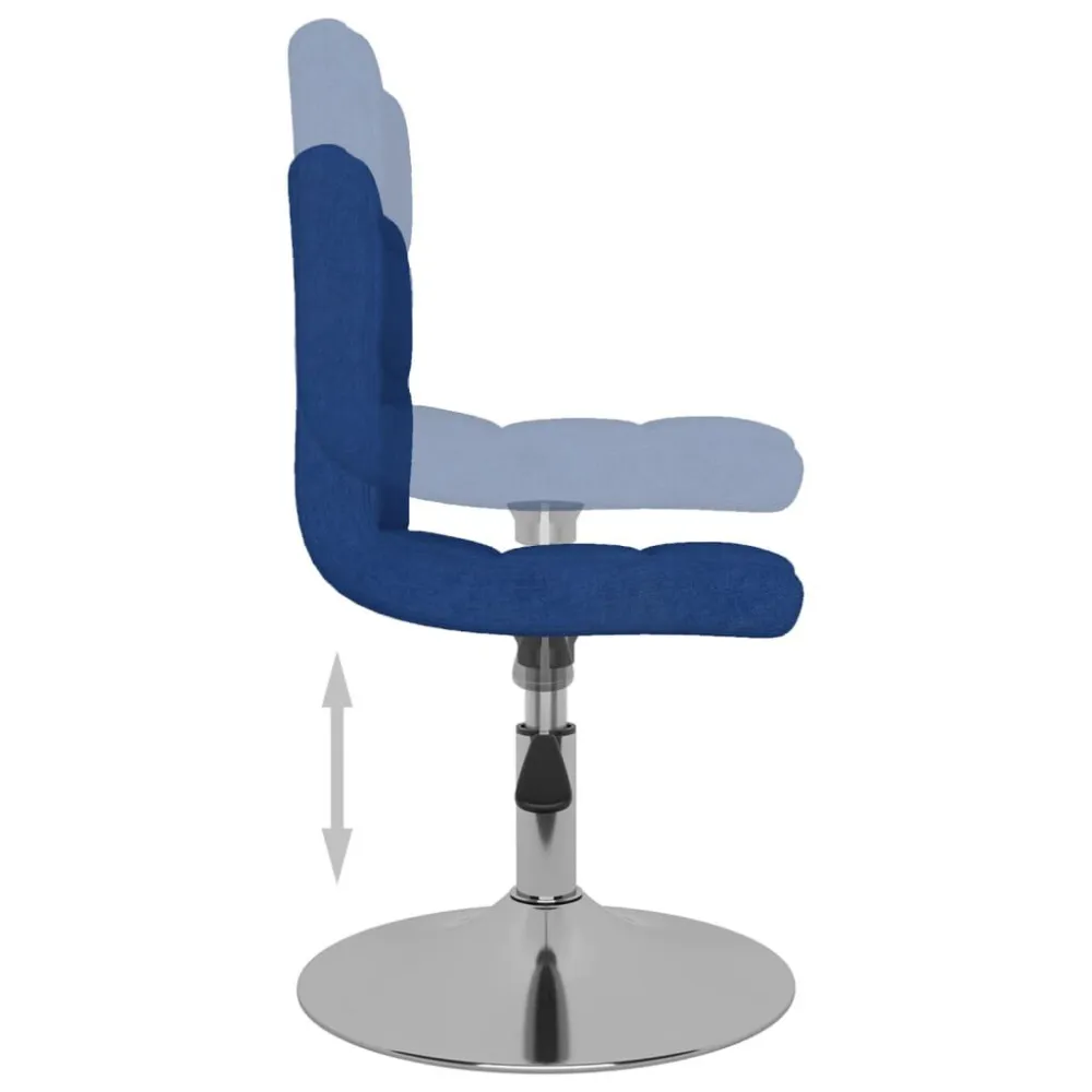 Sedia da Pranzo Girevole Blu Tessuto