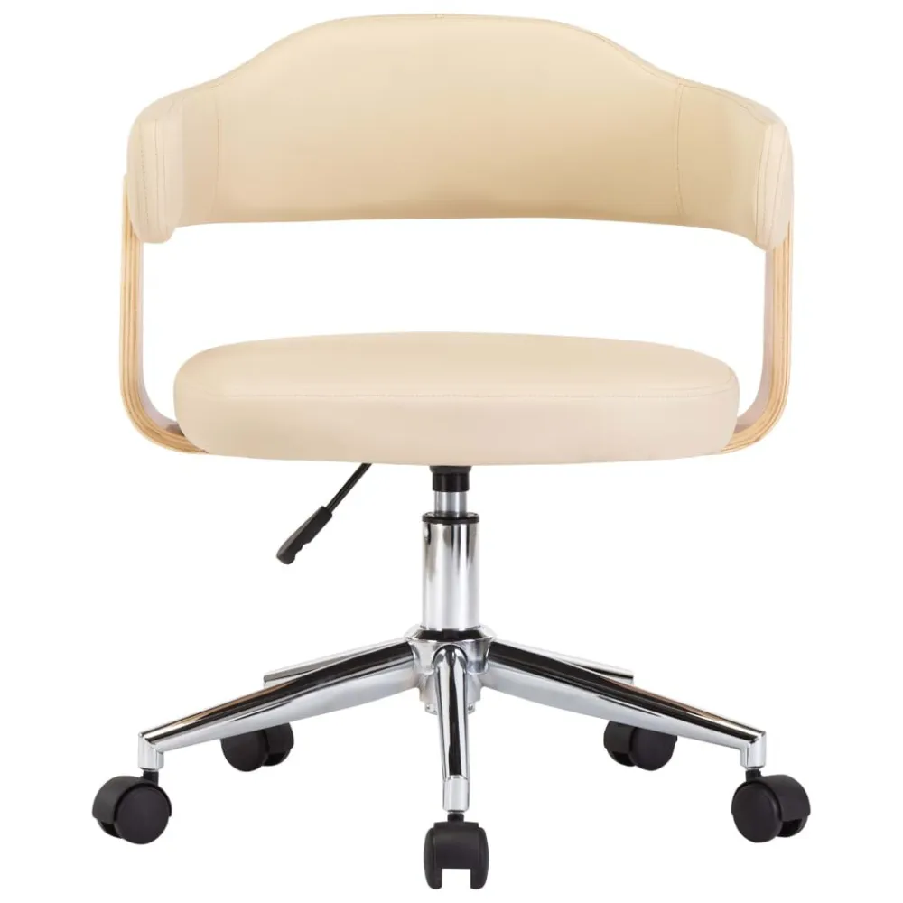 Sedia da Pranzo Girevole Crema Legno Curvato e Similpelle