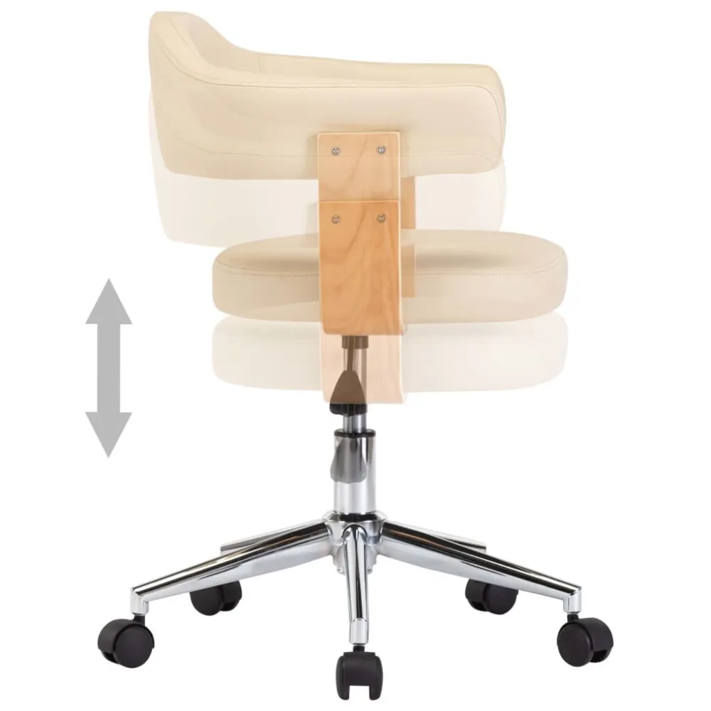 Sedia da Pranzo Girevole Crema Legno Curvato e Similpelle