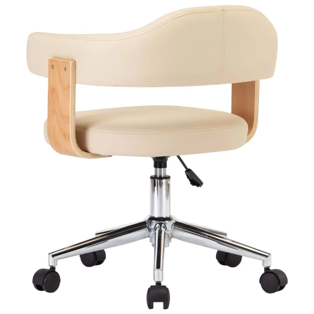 Sedia da Pranzo Girevole Crema Legno Curvato e Similpelle