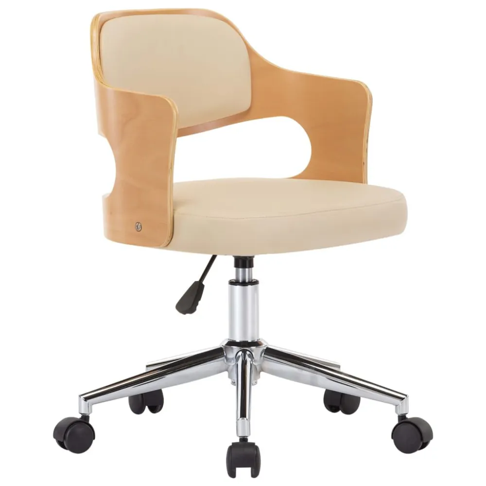 Sedia da Pranzo Girevole Crema Legno Ricurvo e Similpelle