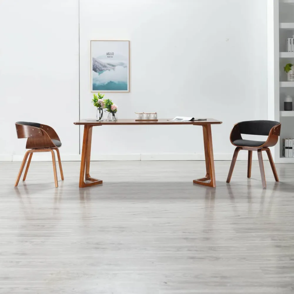 Sedia da Pranzo Grigia Legno Curvato e Tessuto