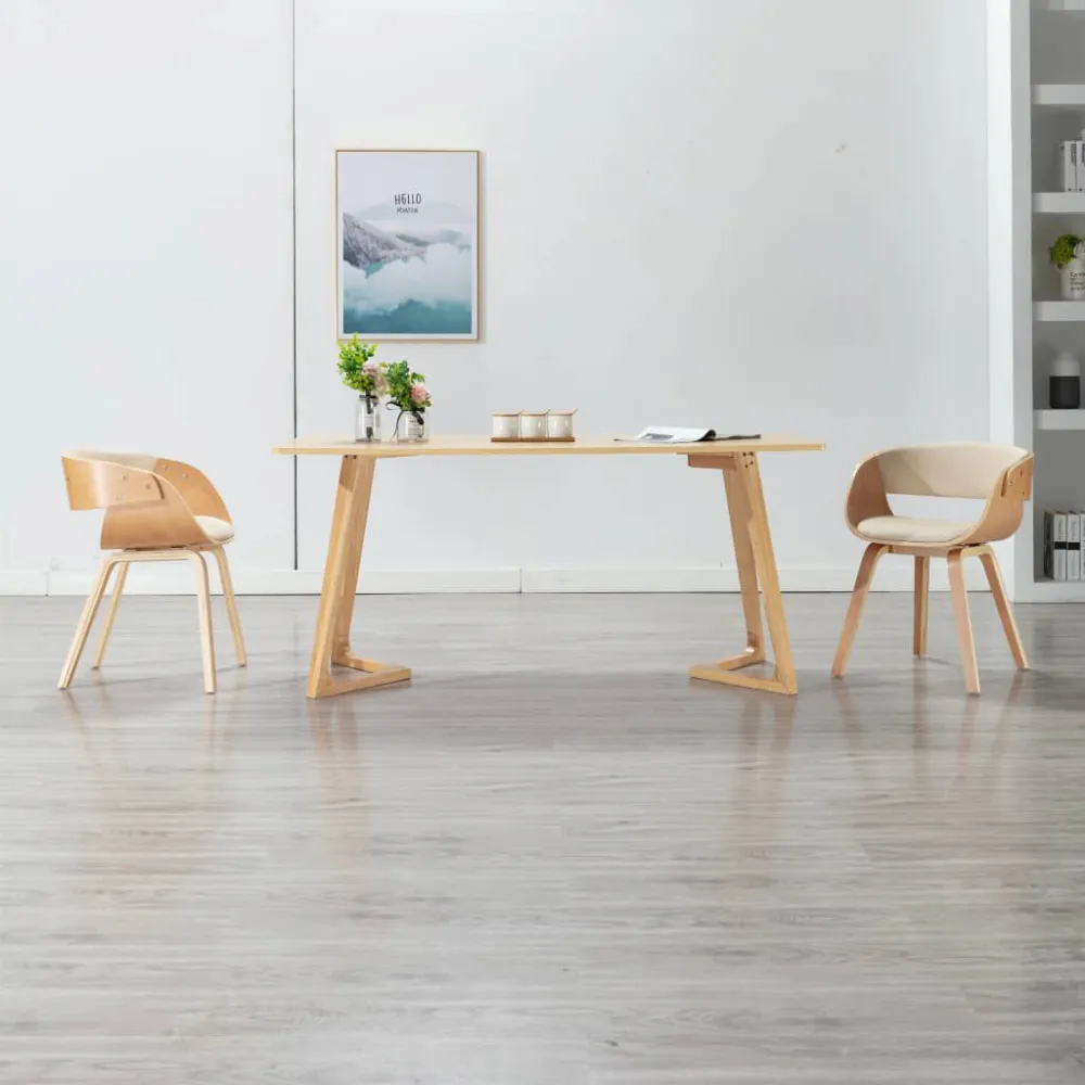 Sedia da Pranzo Legno Piegato e Similpelle Crema