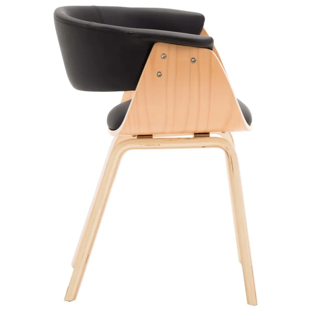 Sedia da Pranzo Nera Legno Piegato e Similpelle