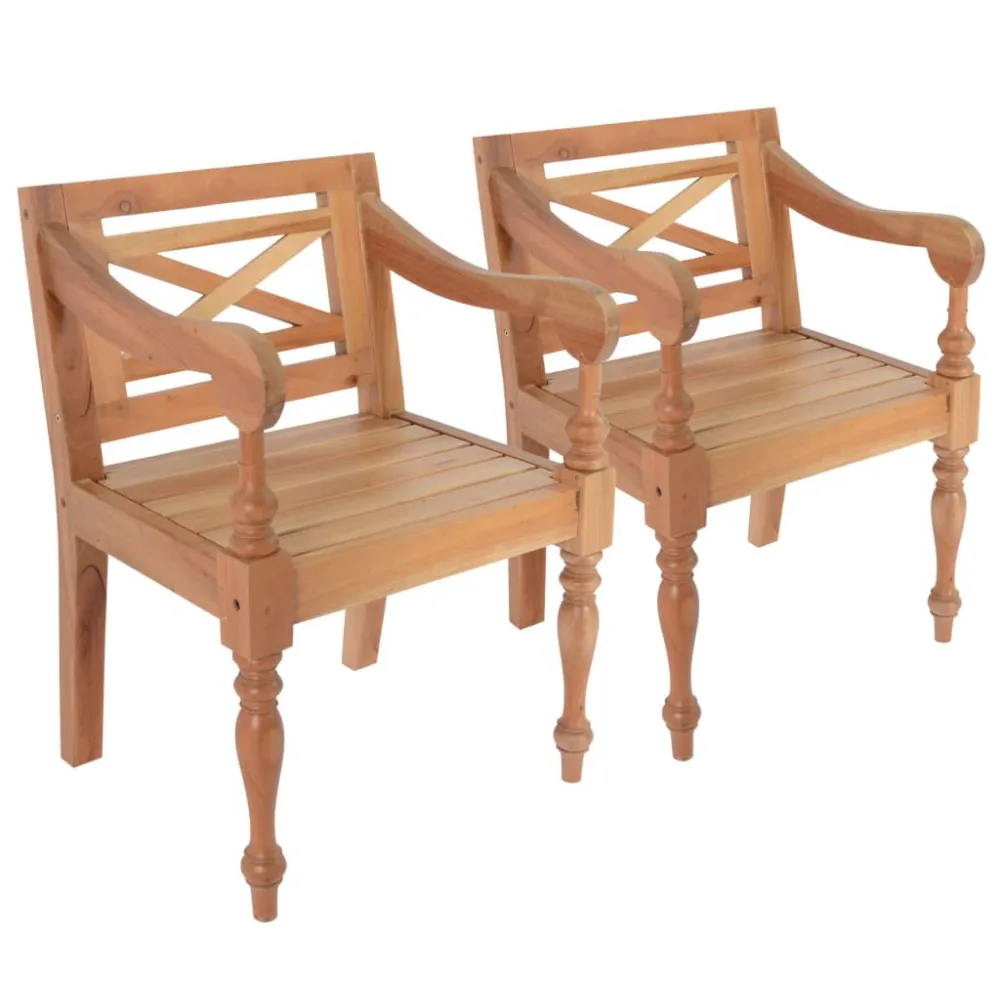 Sedie Batavia 2 pz Marrone Chiaro Legno Massello di Mogano
