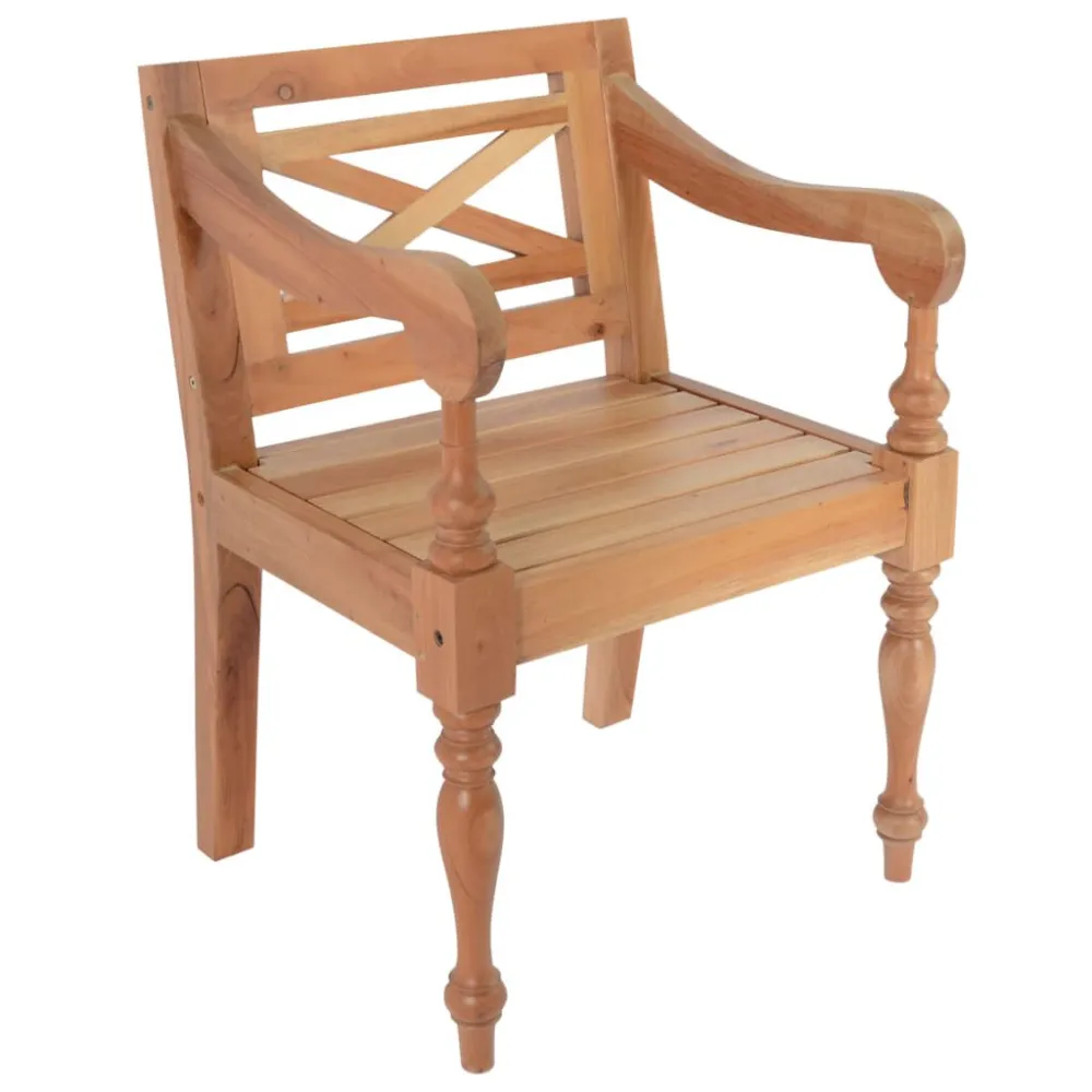 Sedie Batavia 2 pz Marrone Chiaro Legno Massello di Mogano