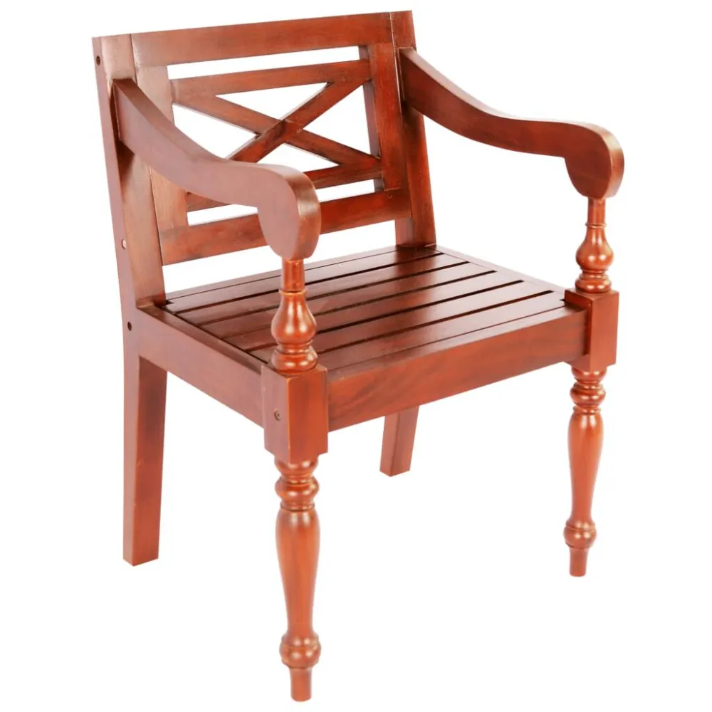 Sedie Batavia 2 pz Marrone Scuro Legno Massello di Mogano