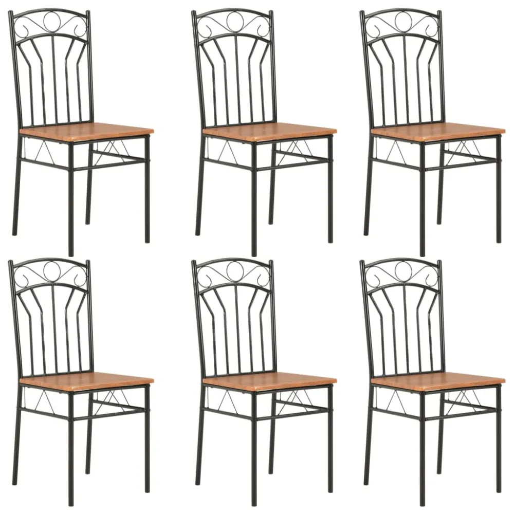 Sedie per Sala da Pranzo 6 pz Marroni MDF