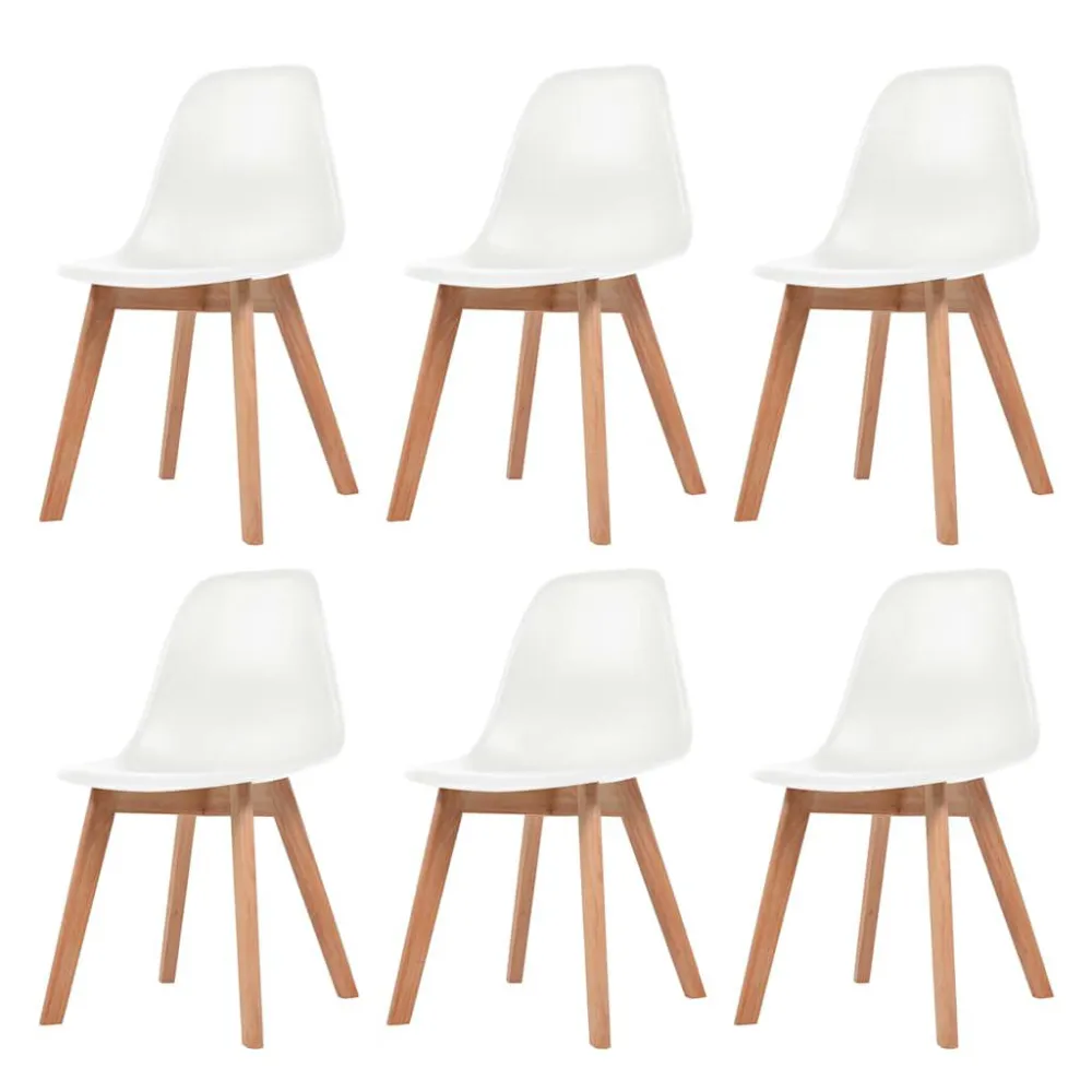 Sedie da Pranzo 6 pz Bianche Plastica