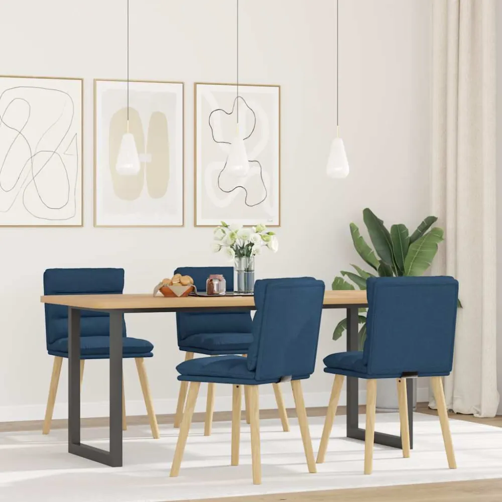 Sedie da Pranzo 4 pz Blu Tessuto