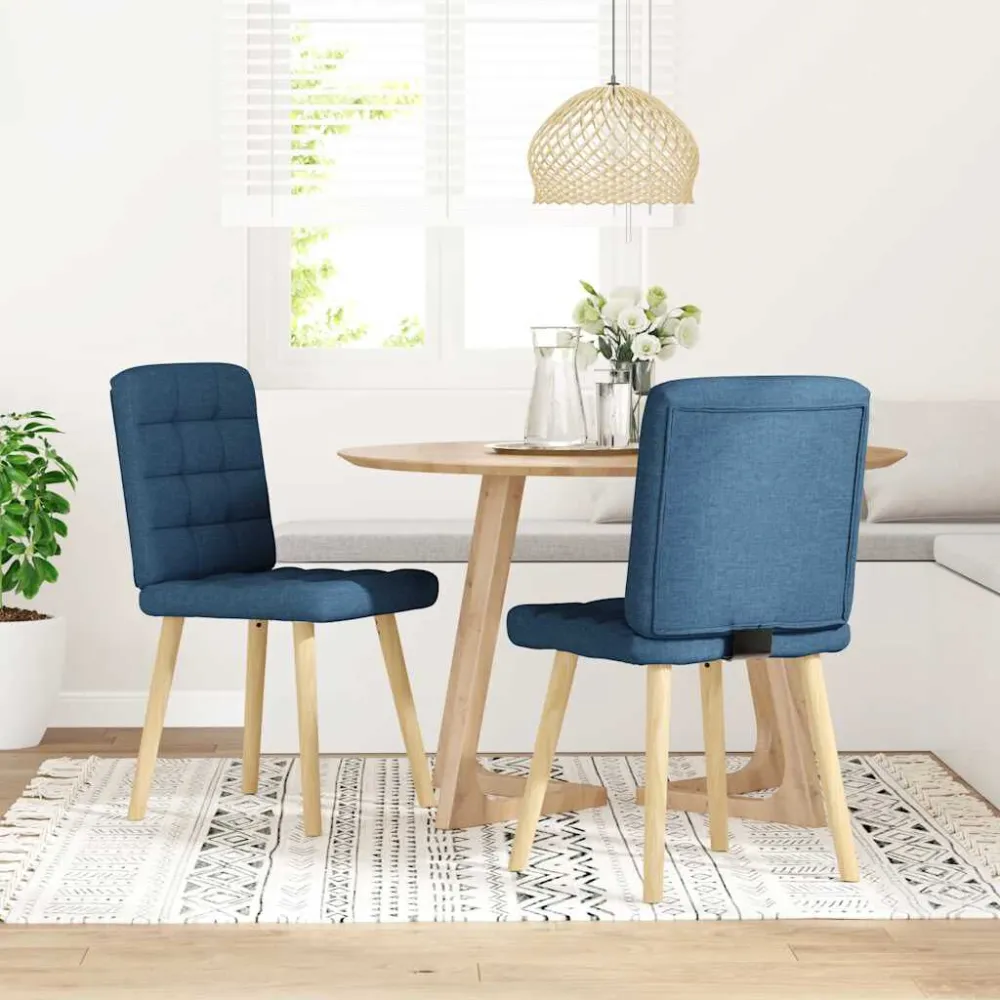 Sedie da Pranzo 2 pz Blu Tessuto