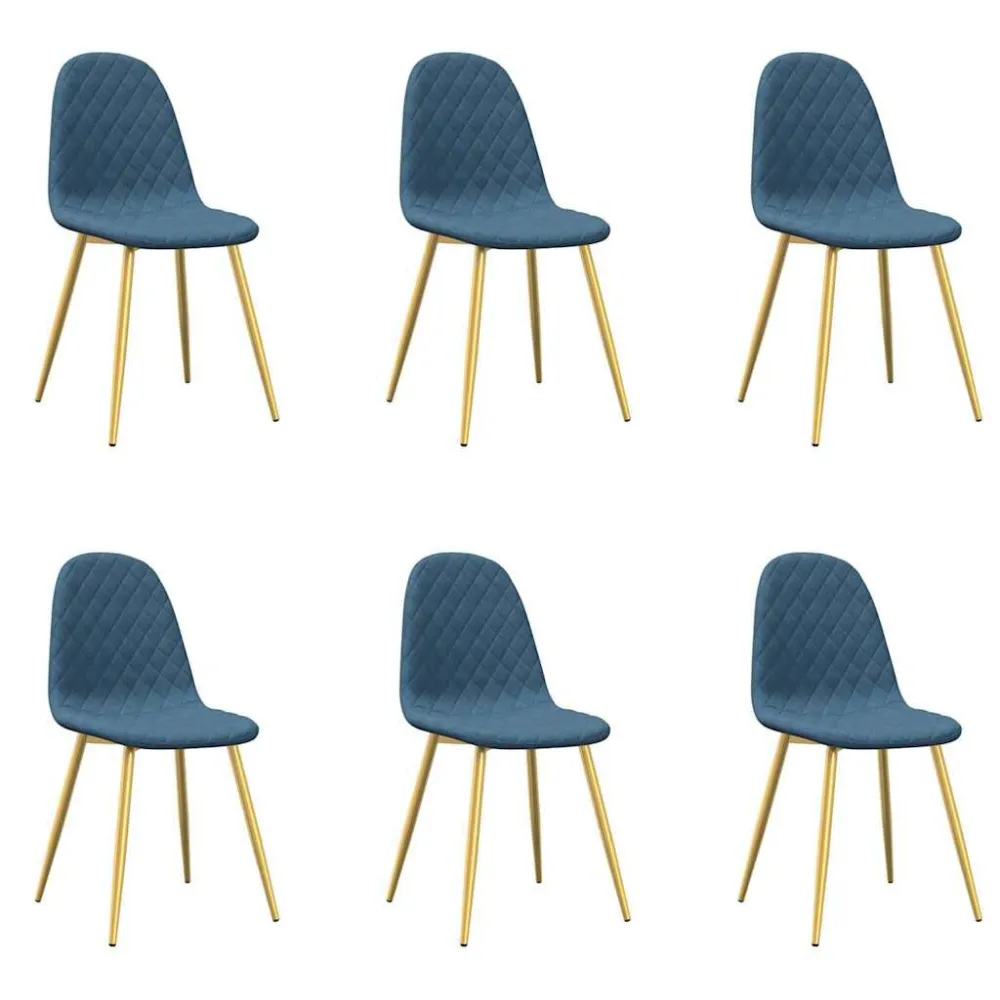 Sedie da Pranzo 6 pz Blu Velluto