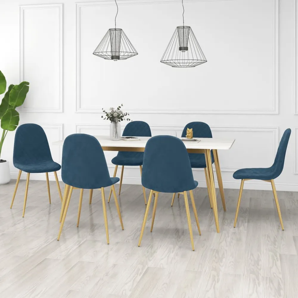 Sedie da Pranzo 6 pz Blu Velluto
