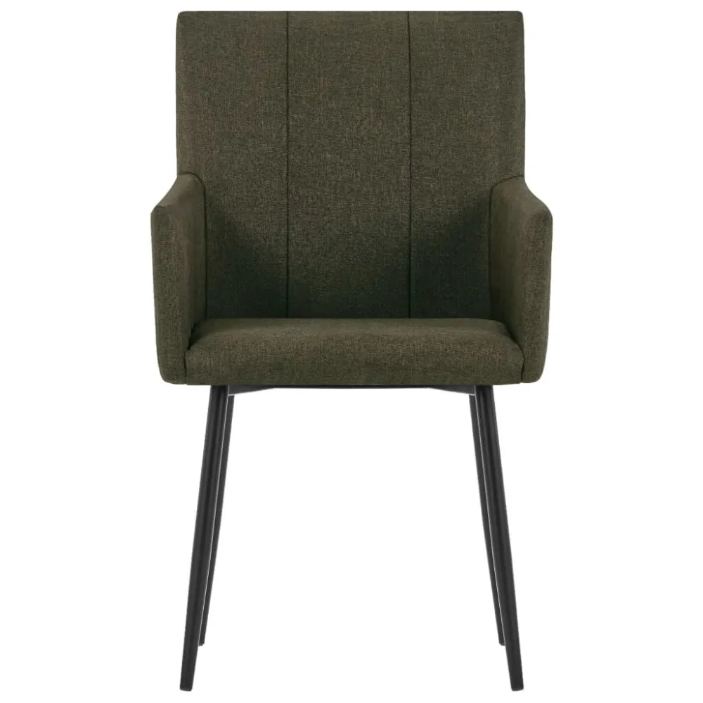 Sedie da Pranzo con Braccioli 2 pz Marroni Tessuto