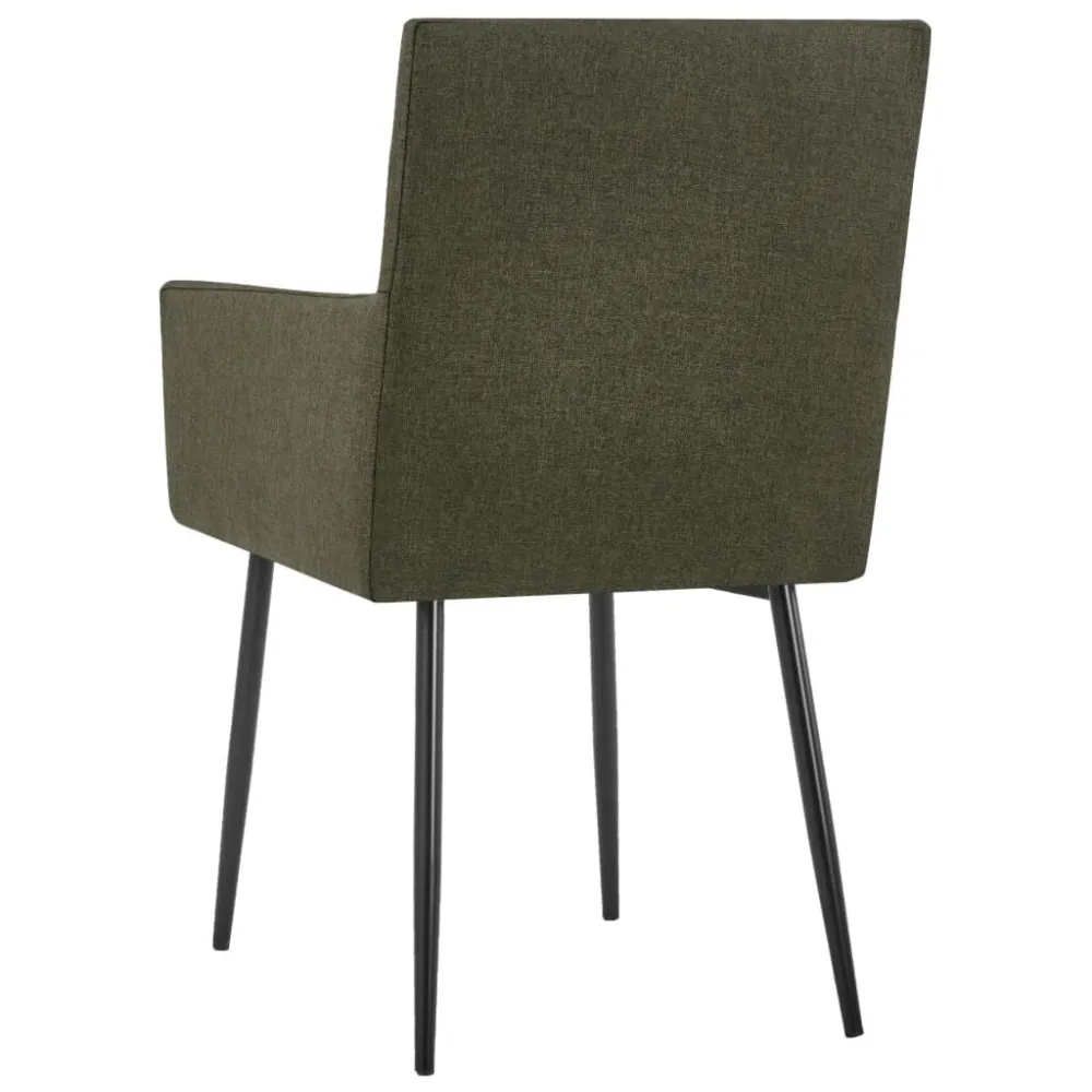 Sedie da Pranzo con Braccioli 2 pz Marroni Tessuto