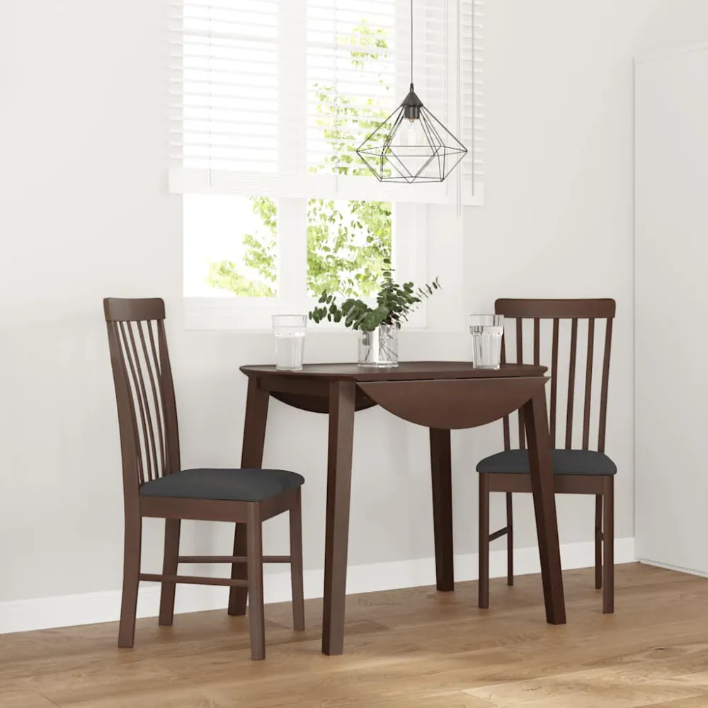 Sedie da Pranzo con Cuscini 2pz Marrone Legno Massello di Hevea