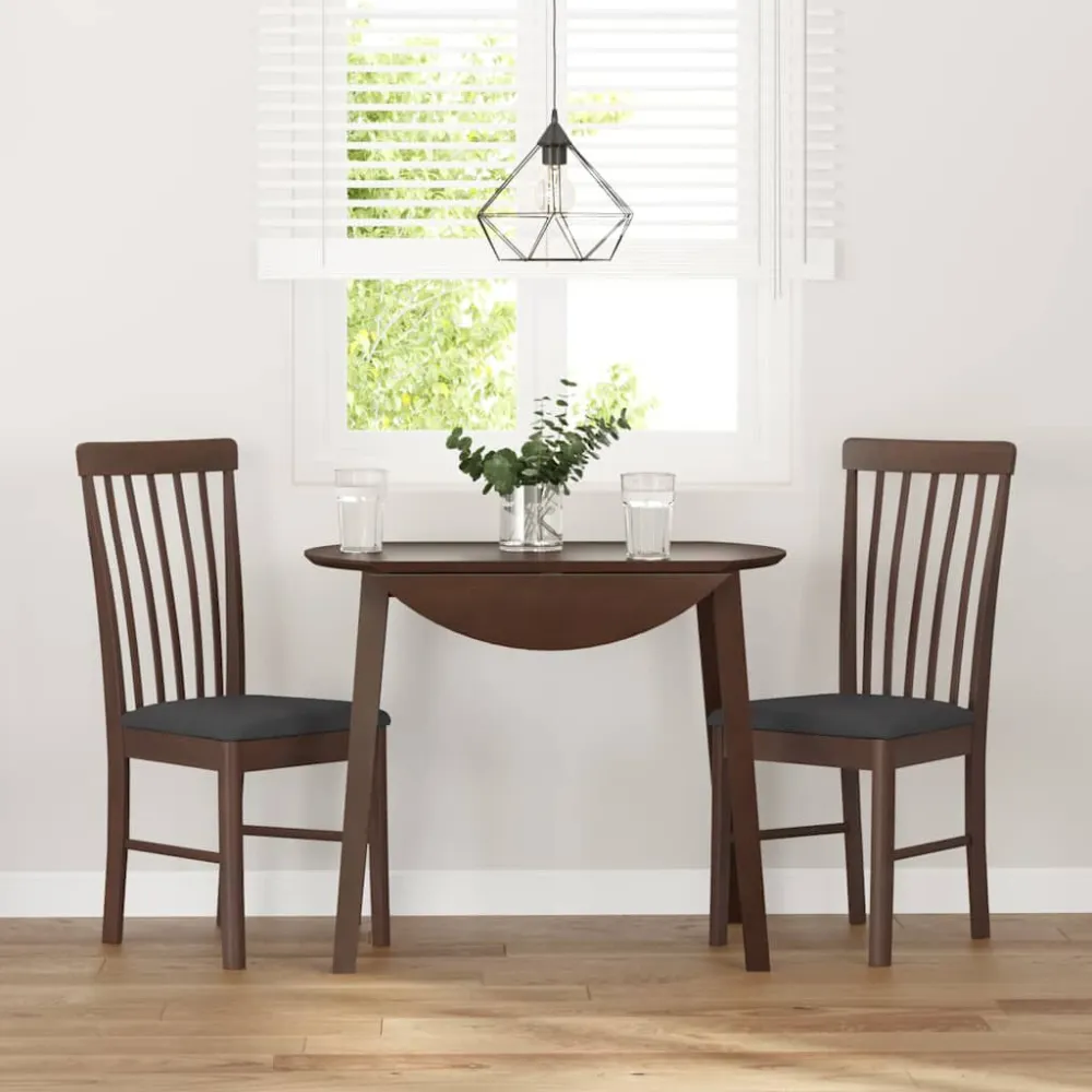 Sedie da Pranzo con Cuscini 2pz Marrone Legno Massello di Hevea