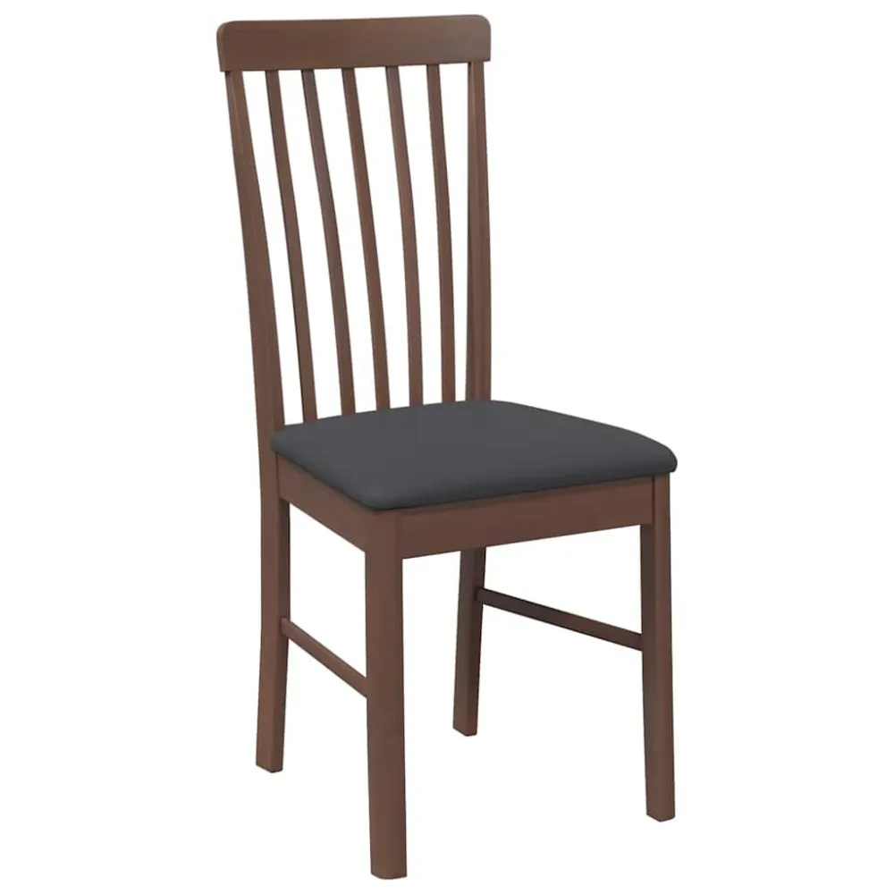 Sedie da Pranzo con Cuscini 2pz Marrone Legno Massello di Hevea