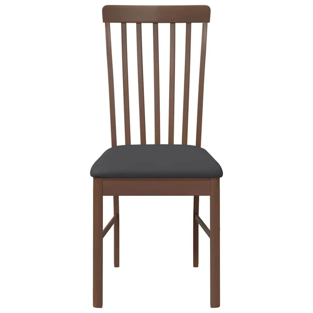 Sedie da Pranzo con Cuscini 2pz Marrone Legno Massello di Hevea