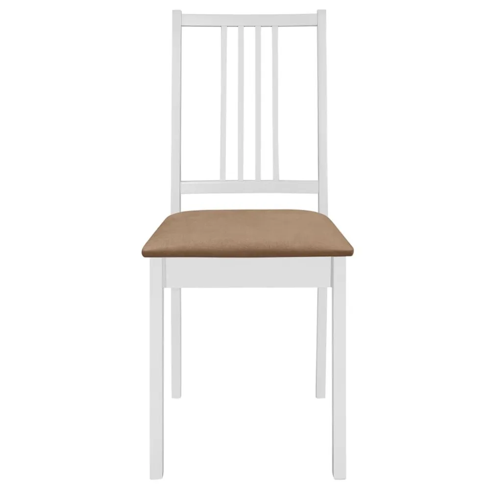 Sedie da Pranzo con Cuscini 4 pz Bianche Legno Massello