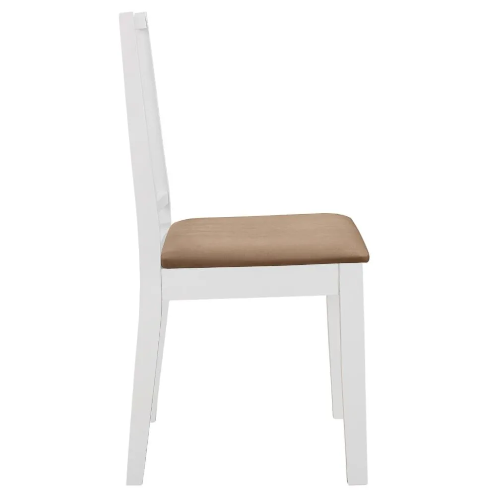 Sedie da Pranzo con Cuscini 4 pz Bianche Legno Massello