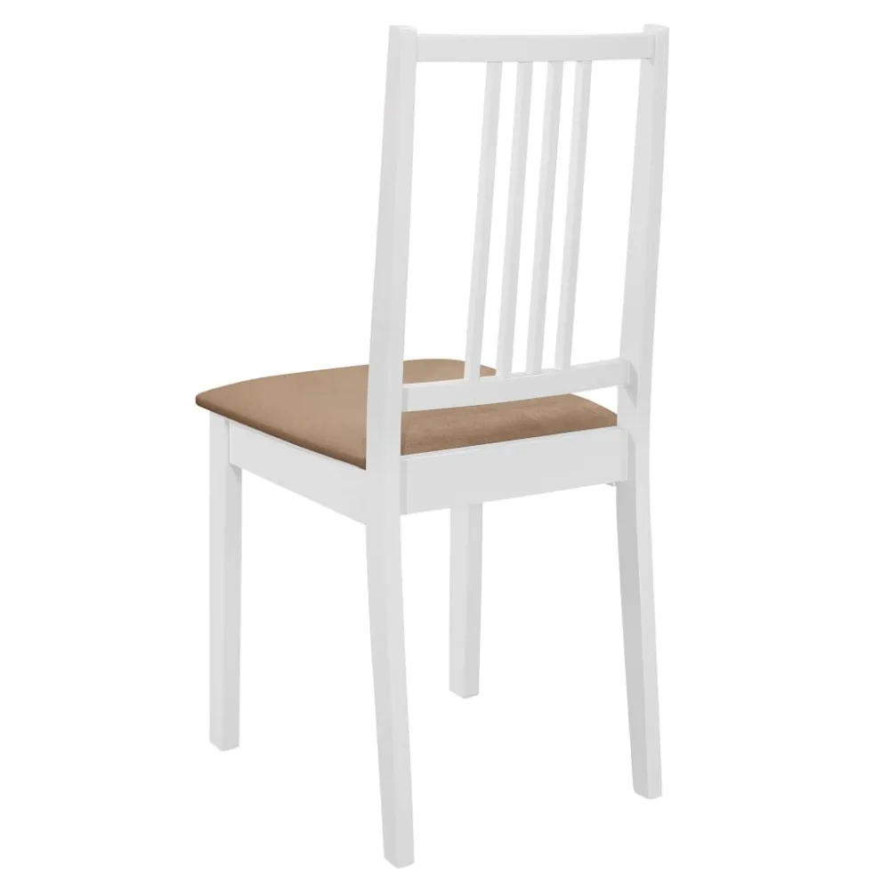 Sedie da Pranzo con Cuscini 4 pz Bianche Legno Massello
