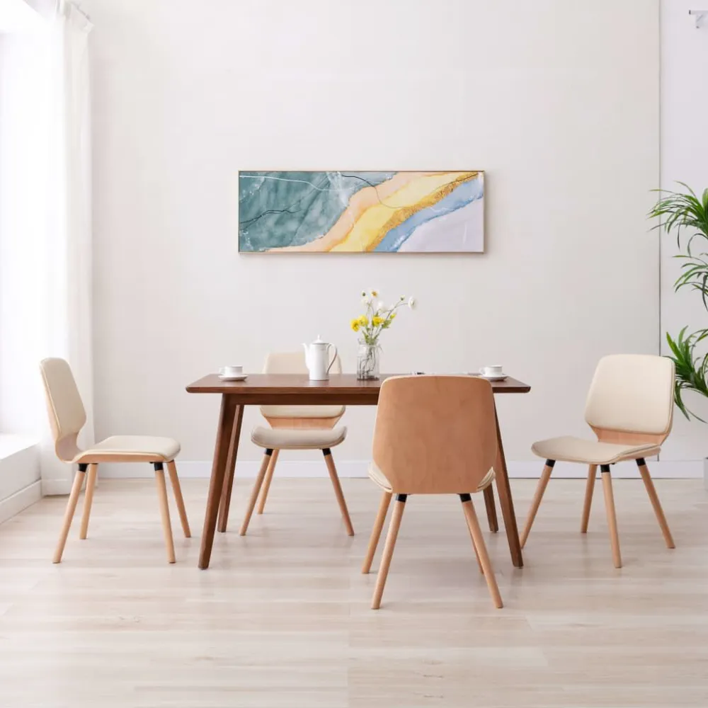 Sedie da Pranzo 4 pz Crema Similpelle