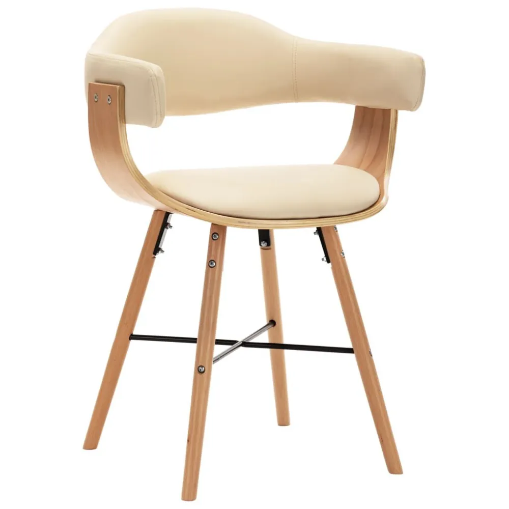 Sedie da Pranzo 2 pz Crema Similpelle e Legno Curvato