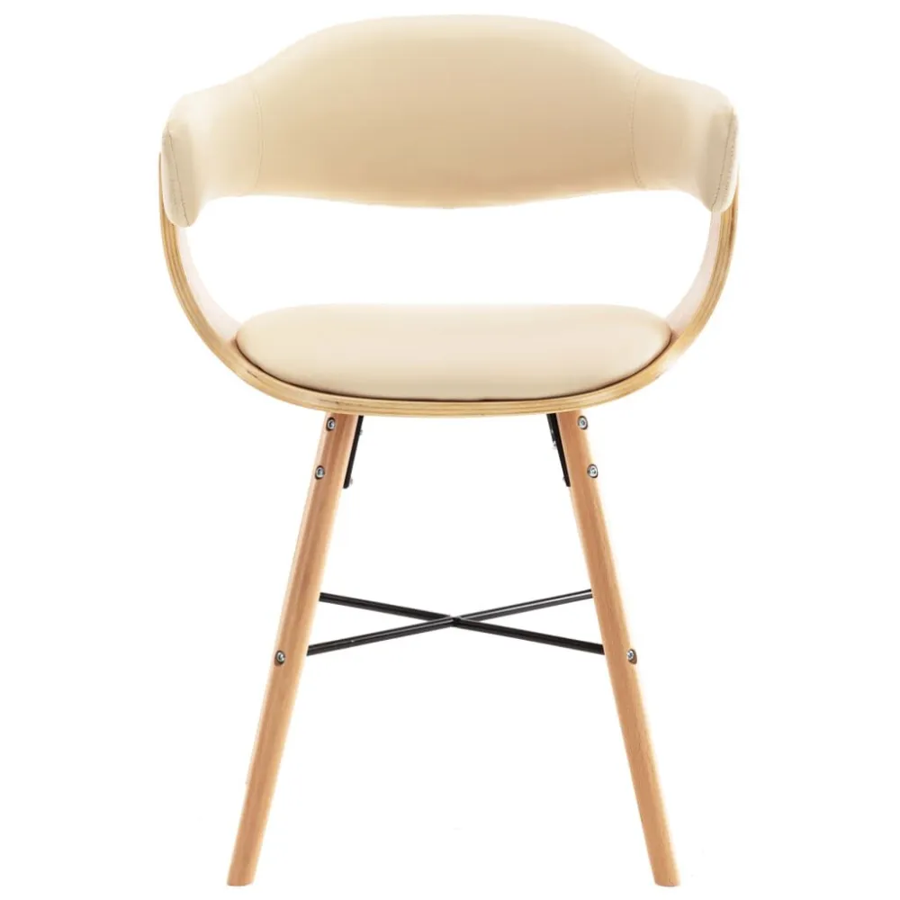 Sedie da Pranzo 2 pz Crema Similpelle e Legno Curvato