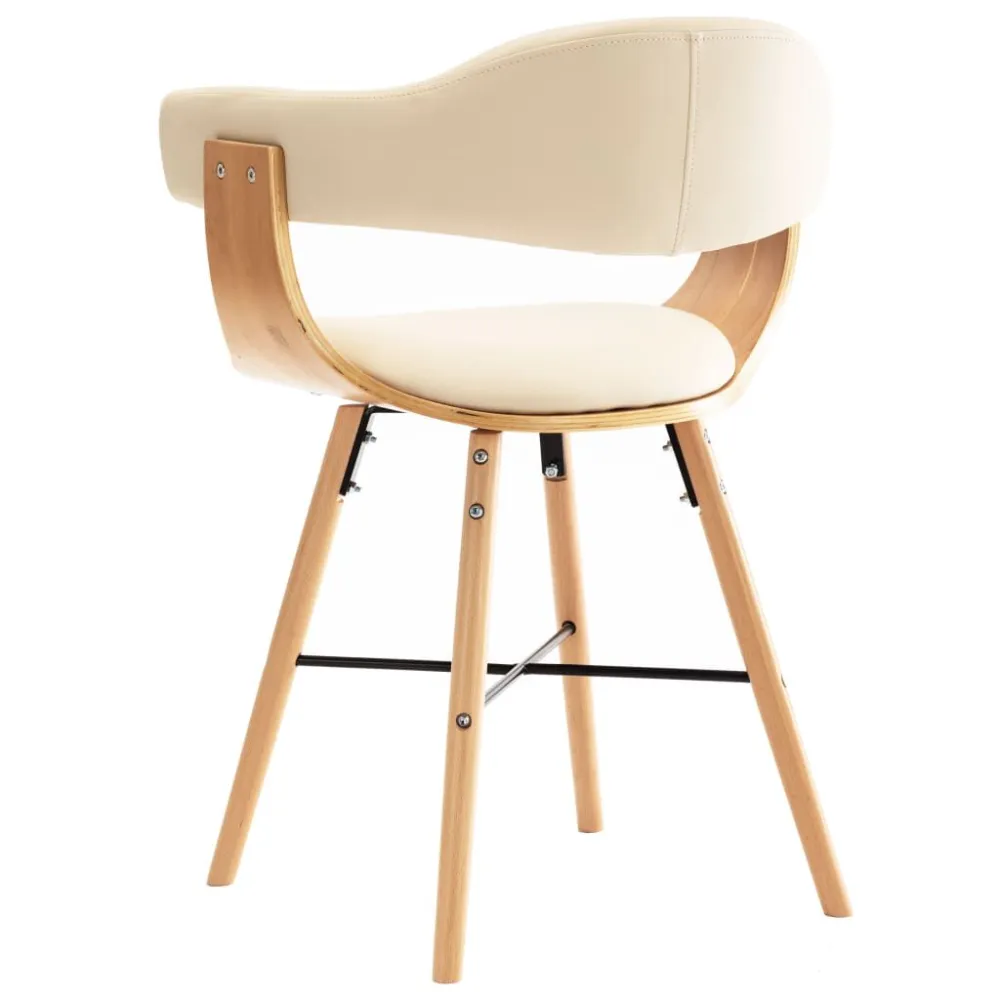 Sedie da Pranzo 2 pz Crema Similpelle e Legno Curvato