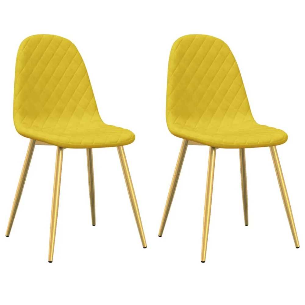 Sedie da Pranzo 2 pz Giallo Senape Velluto