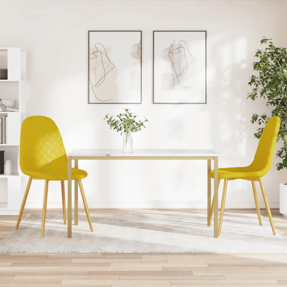 Sedie da Pranzo 2 pz Giallo Senape Velluto