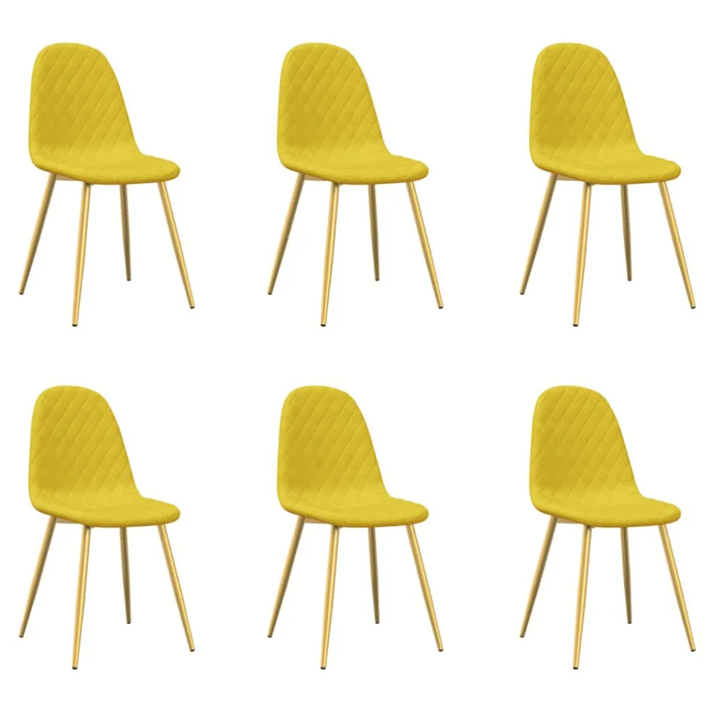 Sedie da Pranzo 6 pz Giallo Senape Velluto