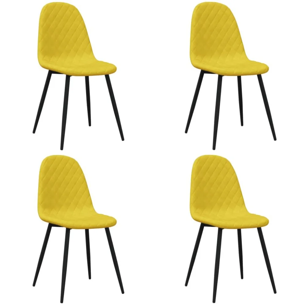 Sedie da Pranzo 4 pz Giallo Senape Velluto