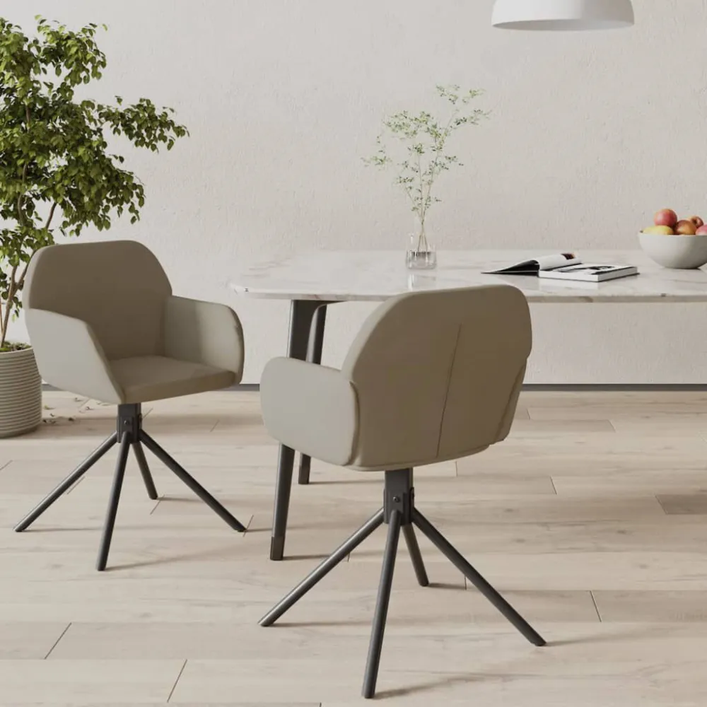 Sedie da Pranzo Girevoli 2pz Grigio Chiaro Velluto