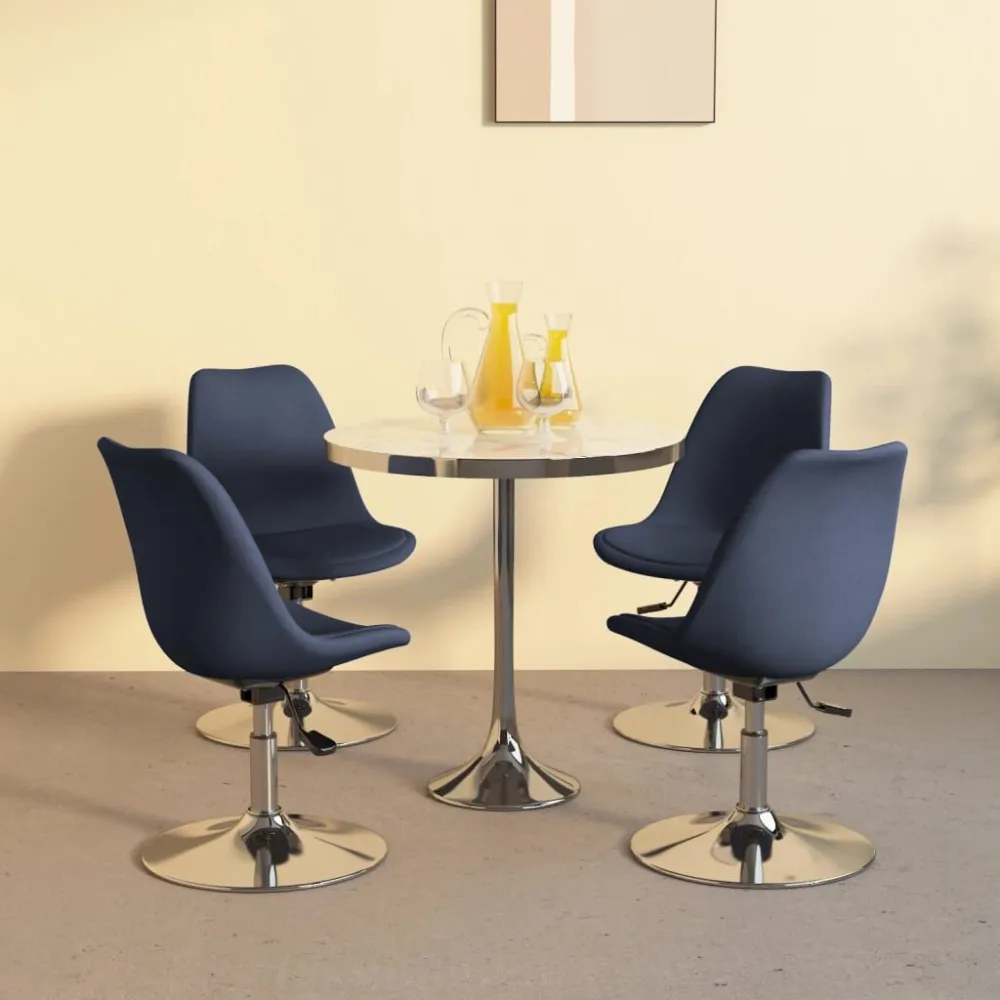Sedie da Pranzo Girevoli 4 pz Blu Tessuto