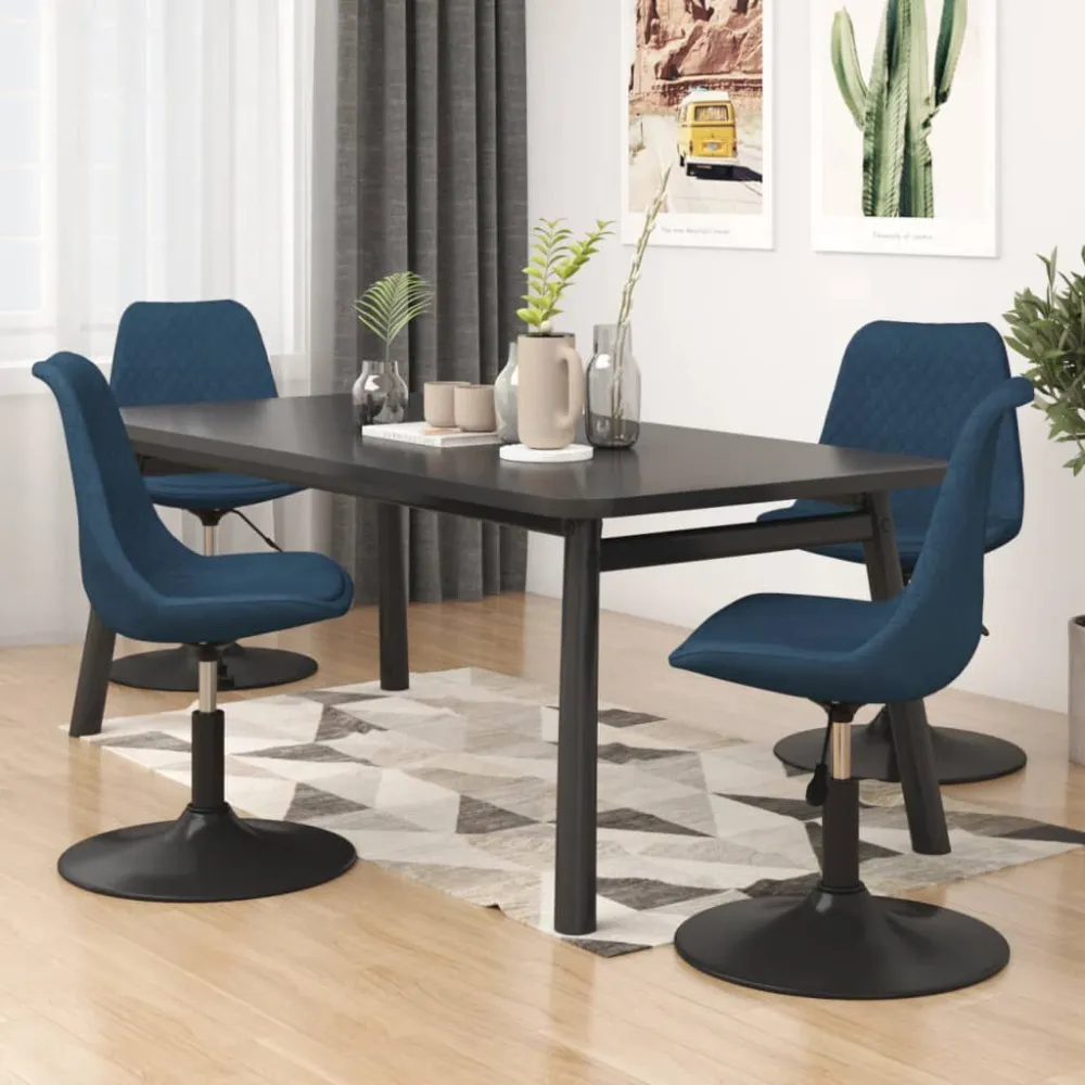 Sedie da Pranzo Girevoli 4 pz Blu Velluto