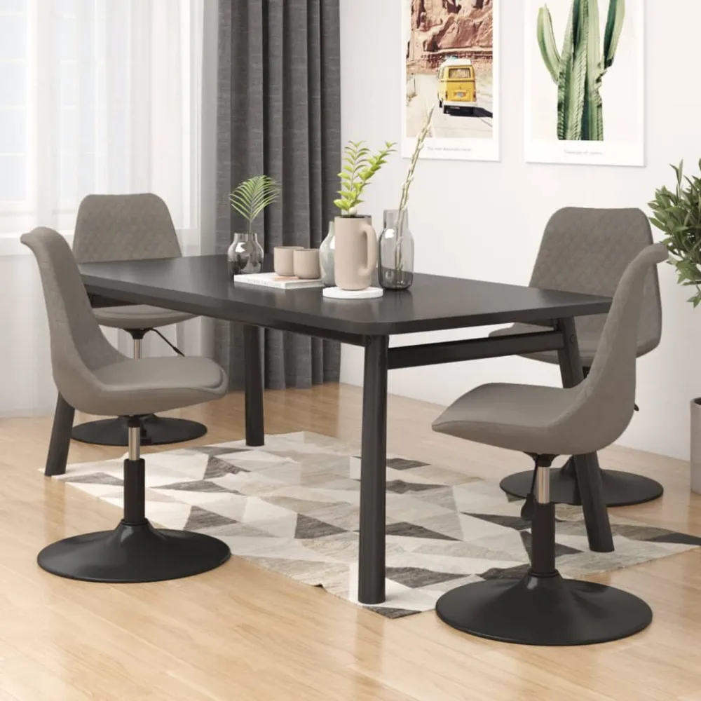 Sedie da Pranzo Girevoli 4 pz Grigio Chiaro Velluto