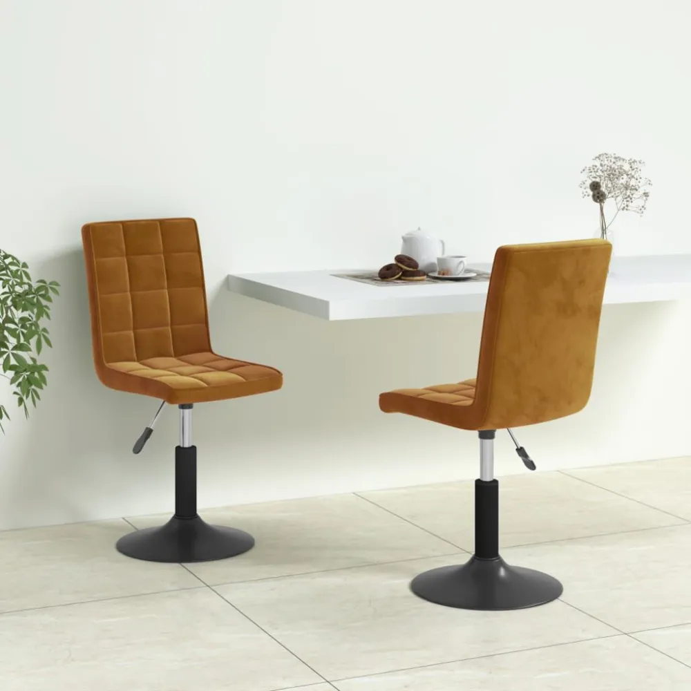 Sedie da Pranzo Girevoli 2 pz Marroni Velluto