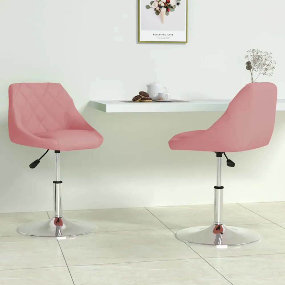 Sedie da Pranzo Girevoli 2 pz Rosa Velluto