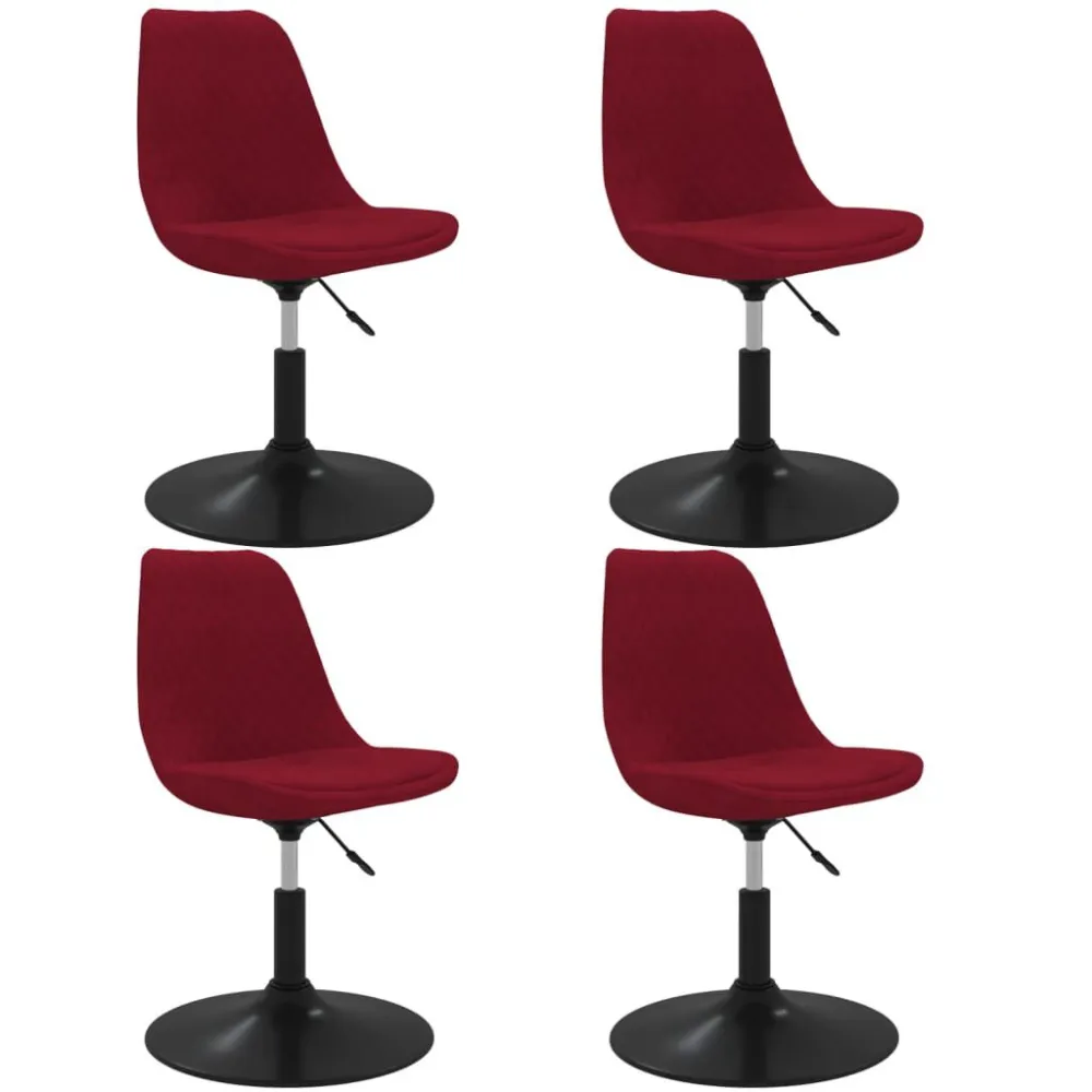 Sedie da Pranzo Girevoli 4 pz Rosso Vino Velluto