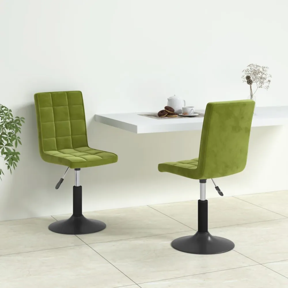 Sedie da Pranzo Girevoli 2 pz Verde Chiaro Velluto