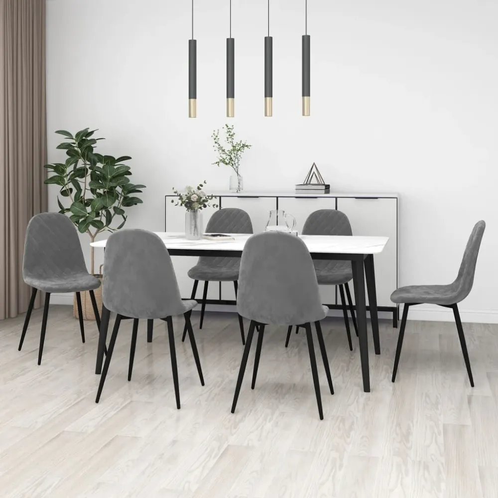 Sedie da Pranzo 6 pz Grigio Chiaro Velluto