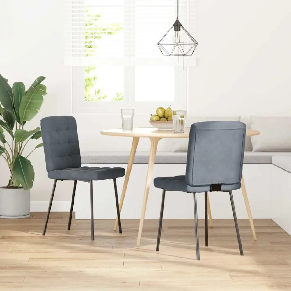 Sedie da Pranzo 2 pz Grigio Scuro Velluto