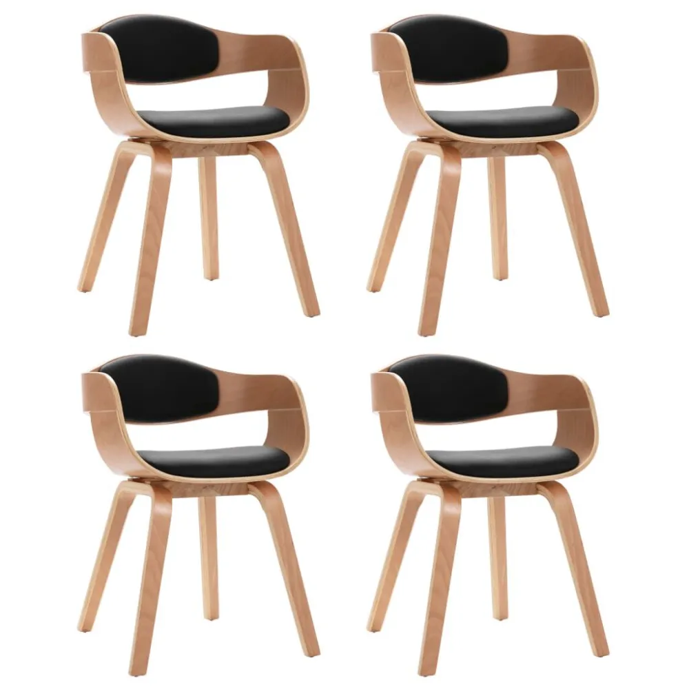 Sedie da Pranzo 4 pz Legno Curvato e Similpelle
