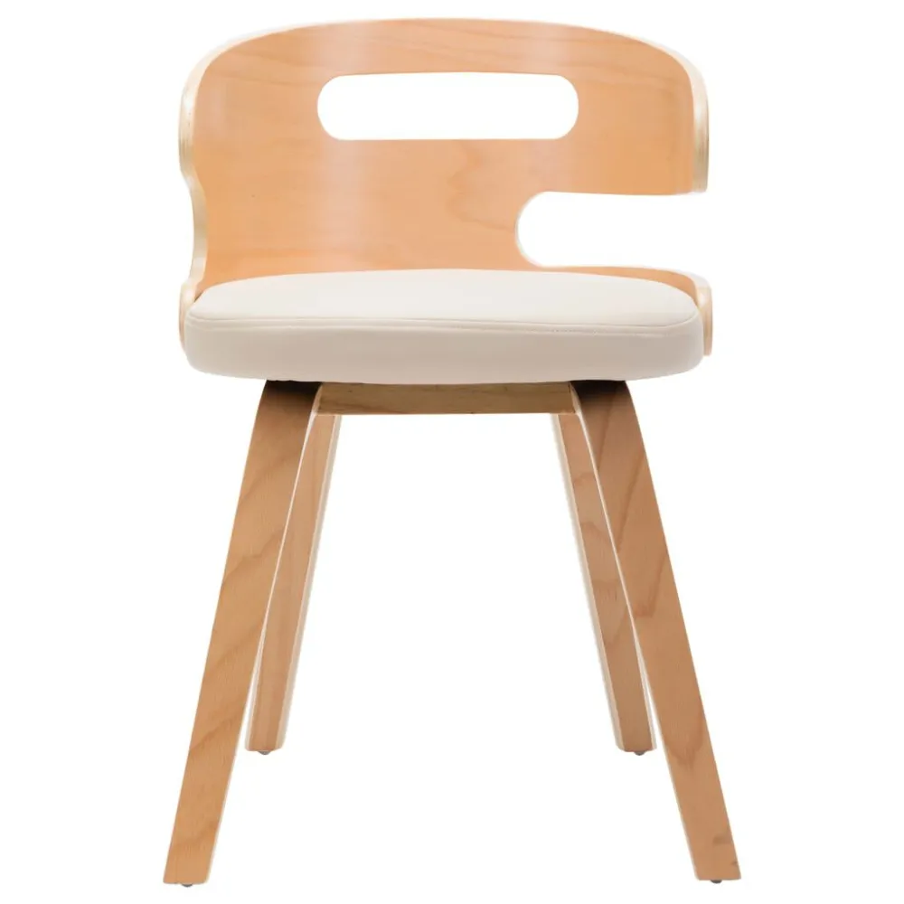 Sedie da Pranzo 4 pz Legno Curvato e Similpelle Crema