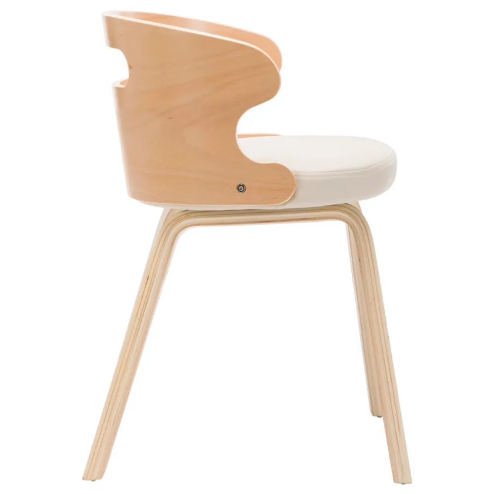Sedie da Pranzo 4 pz Legno Curvato e Similpelle Crema