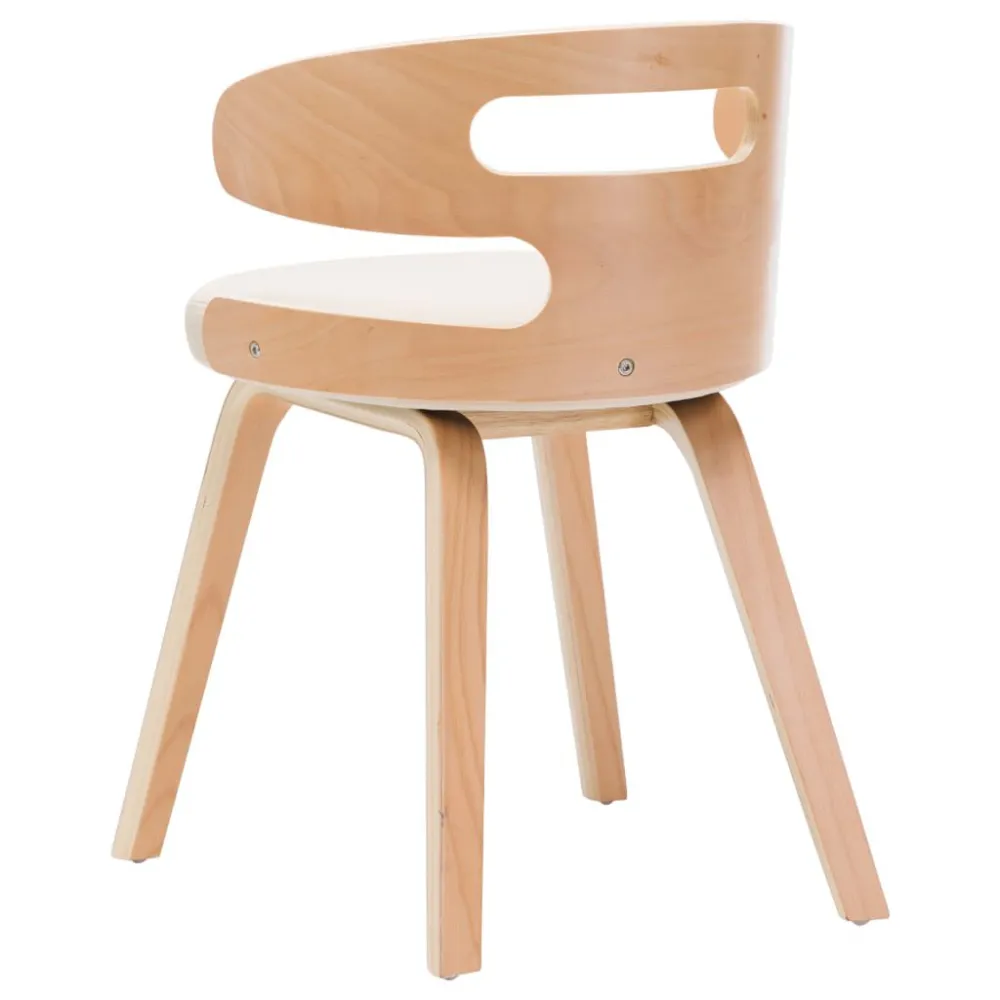 Sedie da Pranzo 4 pz Legno Curvato e Similpelle Crema