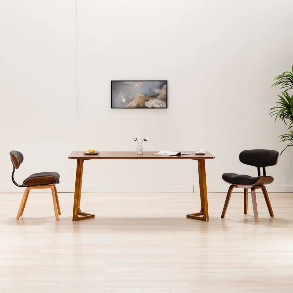 Sedie da Pranzo 2 pz Legno Curvato e Tessuto Grigio
