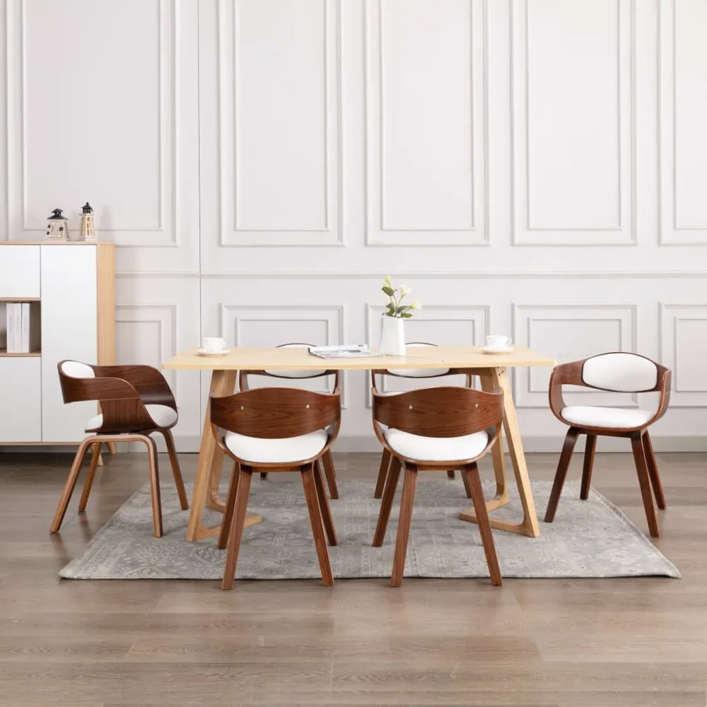 Sedie da Pranzo 6 pz Legno Piegato e Similpelle